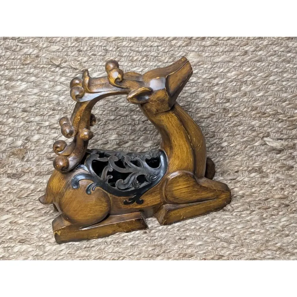 Hobby Lobby Rustic Christmas Reindeer Sculpture Stained Wood Look Holiday Decor